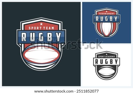 Rugby logo sport design template, rugby emblem vector, rugby tournament badge logo design vector illustration