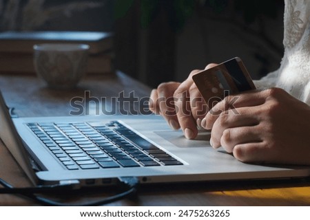 Similar – Image, Stock Photo Woman holding a charging cable in her hand