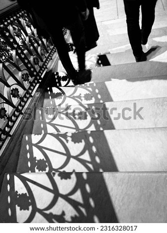 Similar – Image, Stock Photo The cast iron banister conjures up a bizarre shadow on the terrazzo steps