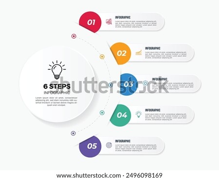 Vector infographic label design with circle infographic template design and 4-5-6 options or steps. Can be used for process diagram, presentations, workflow layout, banner, flow chart, info graph.