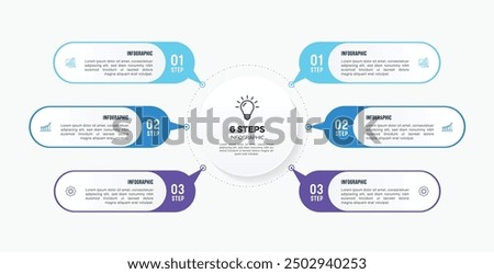 Vector infographic label design with circle infographic template design and 4-5-6 options or steps. Can be used for process diagram, presentations, workflow layout, banner, flow chart, info graph.