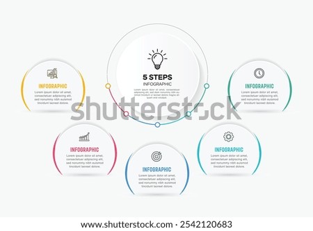 Vector infographic label design with circle infographic template design and 4-5-6 options or steps. Can be used for process diagram, presentations, workflow layout, banner, flow chart, info graph.