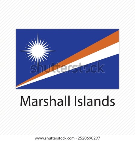 Vector illustration with Marshall Islands national flag with shape of Marshall Islands map (simplified). Volume shadow on the map