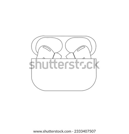 wireless headphones Apple AirPods series 3, on white background. Outline vector illustration
