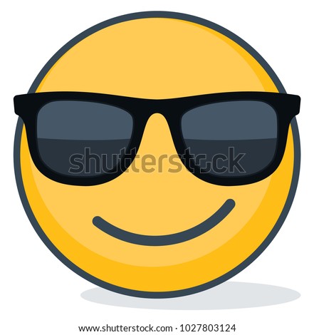 Isolated emoticon wearing black sunglasses