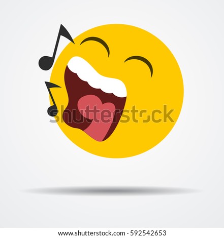 Singing emoticon in a flat design