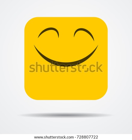 Big smiling square emotico in a flat design