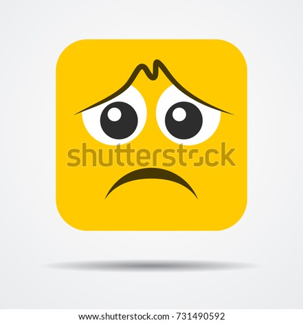 Sad square emoticon in a flat design