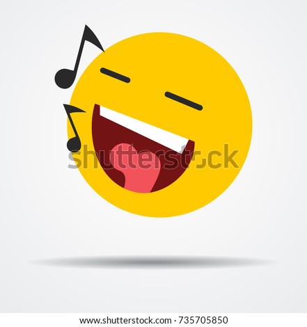 Singing emoticon in a flat design