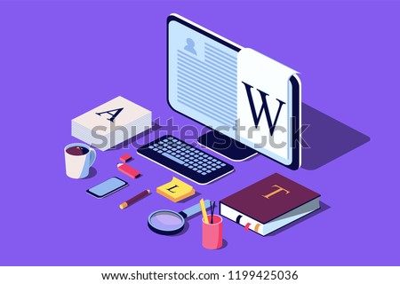 Isometric Concept for Blog, Blogging concept, post, content strategy, social media, chatting. Vector illustration for web page, social media, documents, cards, posters.