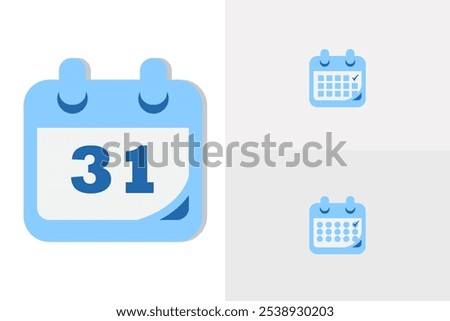 Cute blue calendar icon vector icon illustration