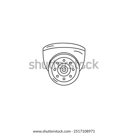 Flat cctv line icon of Security video surveillance, video recording, remote video recording. Outline stroke object. Pixel perfect objects for UI, apps, web and mobile.