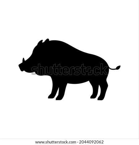 Wild Boar Vector Silhouette, animal illustration