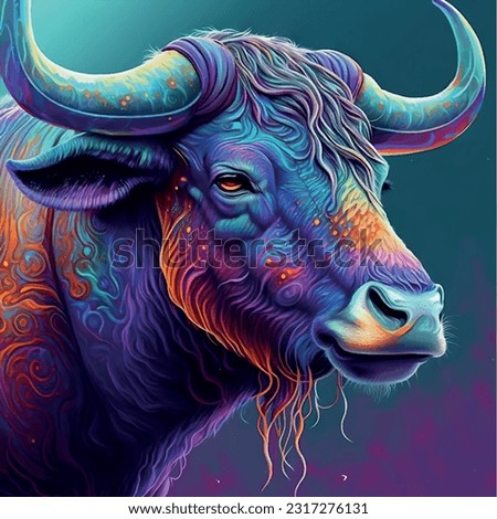 Taurus sign in colorful illustration