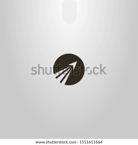 black and white simple vector round negative space sign of a rocket taking off