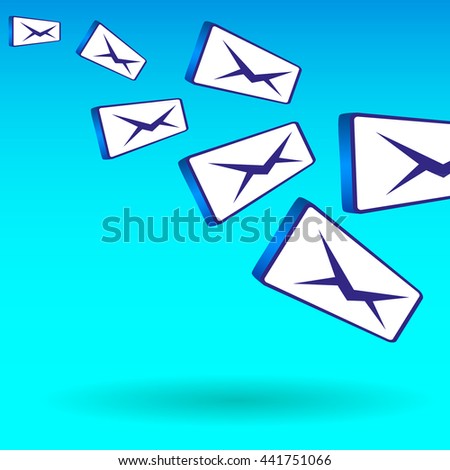 vector illustration of the flying of bulk mail messages
