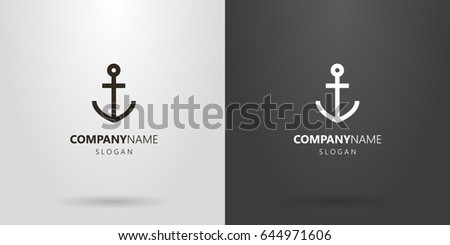 Black and white simple vector line art anchor logo