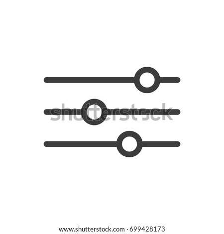 Black and white line art icon of horizontal adjustment knobs