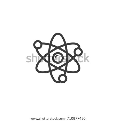 black and white simple vector line art outline atom icon