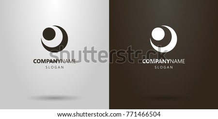 black and white simple vector logo of the abstract figure of the moon and sun