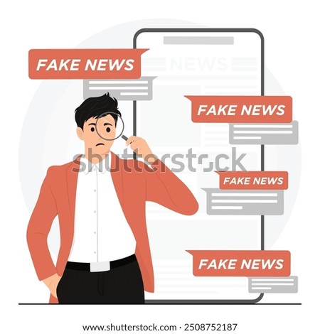 Flat vector people with fake news concept illustrator
