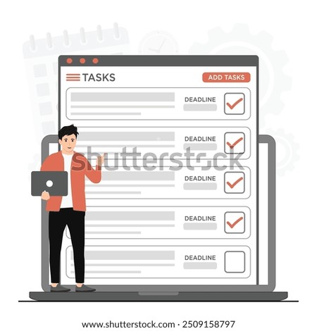 Flat vector tasks planning events, deadlines and agenda concept illustration
