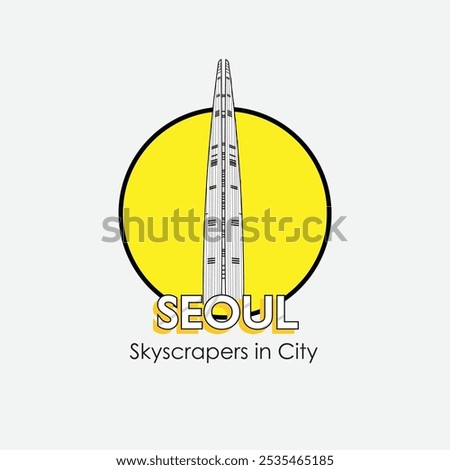 Lotte World Tower Seoul, South Korea skyline illustration