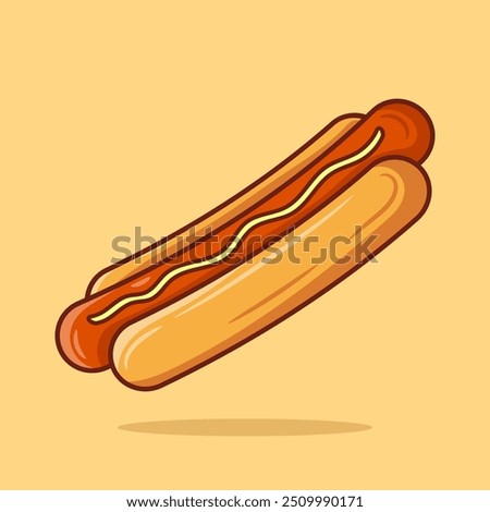 Hotdog cartoon icon illustration. Fastfood hotdog flat design in cartoon style