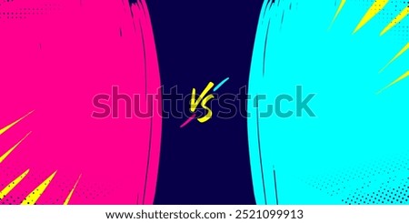 VS Match Sport Background with Pink and Blue Brush Stroke Split Design for Competitive Matchup Events, Battle Versus and Sports Events Banner