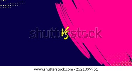 VS Match Sport Background with Pink and Dark Blue Brush Stroke Split Design for Competitive Matchup Events, Battle Versus and Sports Events Banner