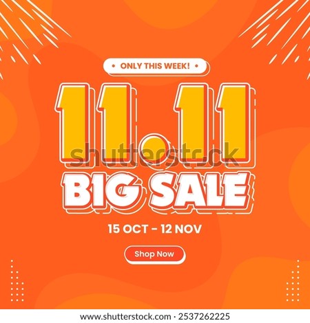 11 11 super sale promo banner with discount offer. 11 11 shopping festival big sale banner. Flash sale special offer banner for social media post or website banner. Flash sale campaign