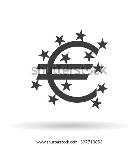 symbol euro currency icon with the stars on a white background, vector illustration stylish