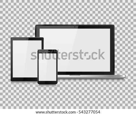 laptop vector illustration modern phone and tablet on isolate background, vector illustration EPS10