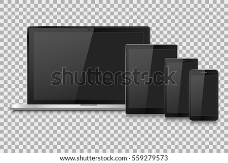 laptop vector illustration modern phone and tablet on isolate background, vector illustration EPS10