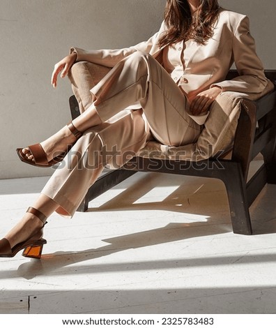 Similar – Image, Stock Photo Beautiful stylish woman looking through window