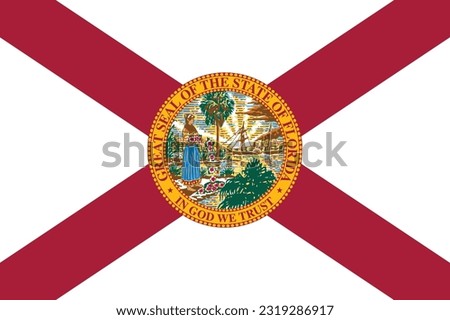 National Florida flag. Flag of state Florida. USA. America. High detailed flag of Florida. Florida state flag.