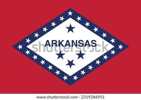 National Arkansas flag. Flag of state Arkansas. USA. America. High detailed flag of Arkansas. Arkansas state flag.