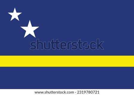 National Curaçao flag. South America. 3D illustration. High detailed flag of Curaçao. 
