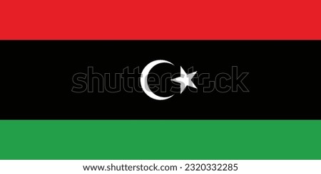 National Libya flag. Africa. 3D illustration. High detailed flag of Libya. 