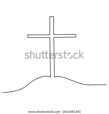 Jesus Christ sketch good Friday continuous single line and easter day cross outline vector art drawing and illustration
