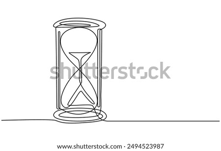 One line continuous hourglass. Line art hourglass outline. Hourglass one line continuous vector illustration. Hand drawn hourglass outline silhouette.