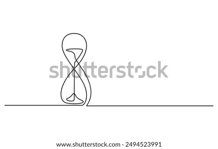 One line continuous hourglass. Line art hourglass outline. Hourglass one line continuous vector illustration. Hand drawn hourglass outline silhouette.