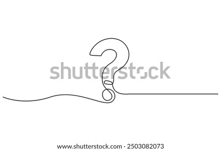 One continuous drawing of a question mark, Question mark one line art, hand drawn asking sign, Question Mark continuous line one line drawing isolated vector illustration