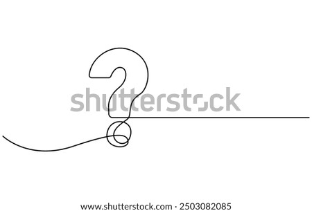 One continuous drawing of a question mark, Question mark one line art, hand drawn asking sign, Question Mark continuous line one line drawing isolated vector illustration