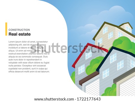 Vector illustration of a group of houses with text on the left.