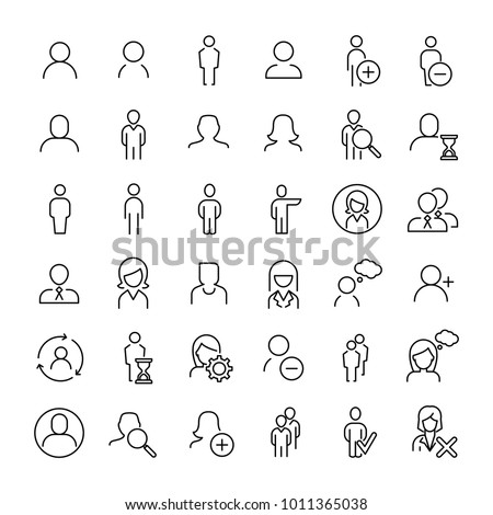 Modern outline style person icons collection. Premium quality symbols and sign web logo collection. Pack modern infographic logo and pictogram. Simple people pictograms on a white background.