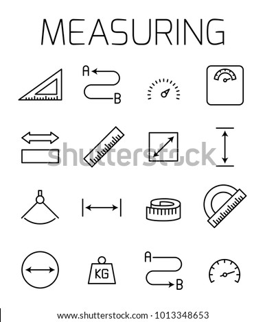 Measuirng related vector icon set. Well-crafted sign in thin line style with editable stroke. Vector symbols isolated on a white background. Simple pictograms.