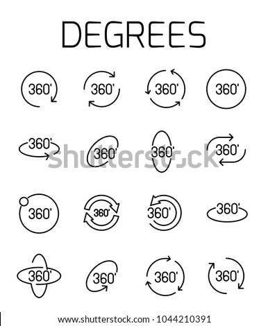 Degrees related vector icon set. Well-crafted sign in thin line style with editable stroke. Vector symbols isolated on a white background. Simple pictograms.