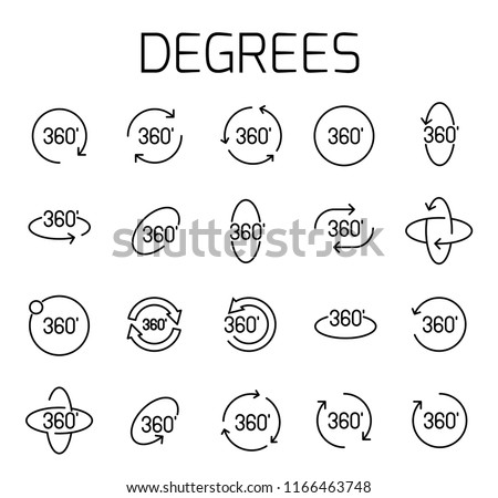 Degrees related vector icon set. Well-crafted sign in thin line style with editable stroke. Vector symbols isolated on a white background. Simple pictograms.