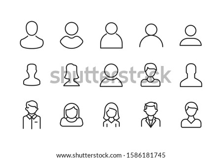 Stroke line icons set of user. Simple symbols for app development and website design. Vector outline pictograms isolated on a white background. Pack of stroke icons. 